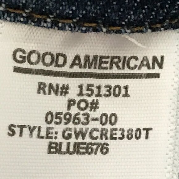 Good American Good Legs Crop Jeans Women 0/25 Blue High Rise Distressed Raw Hem - Picture 9 of 11
